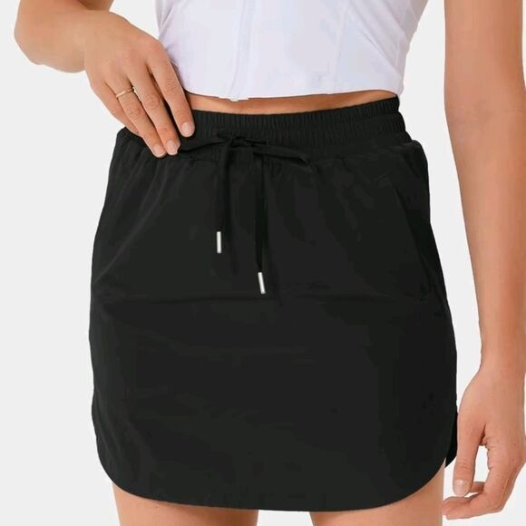 Halara Black Mini Active Skirt with Drawstring Like New - Picture 1 of 7